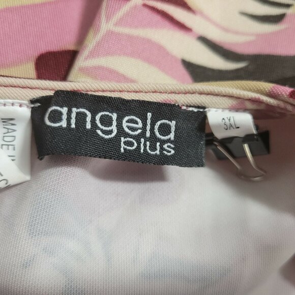 Angela Plus Women Dress 3XL Plus Shift Long Sleeve Career Office Burgundy FLO81E - Picture 9 of 10